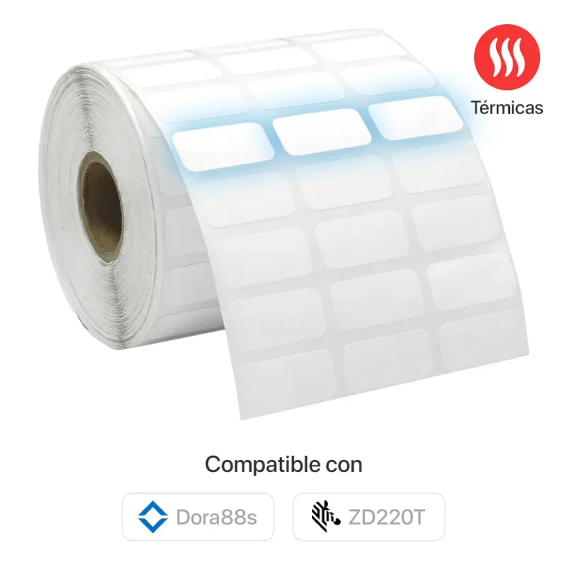 Rollo de etiquetas térmicas 27 mm × 13 mm (3 al paso)
