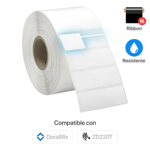 Rollo de etiquetas cola de rata doble cara 22 mm × 63 mm