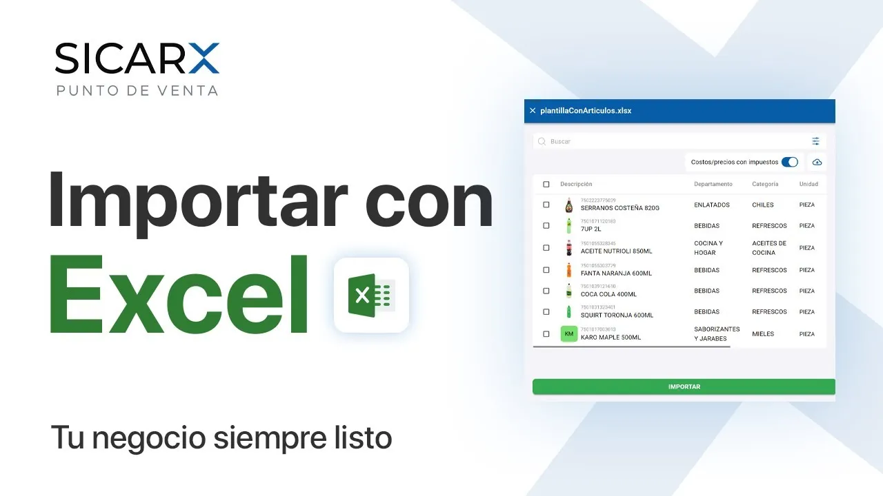 ¿Cómo Importar Productos en SICAR X?