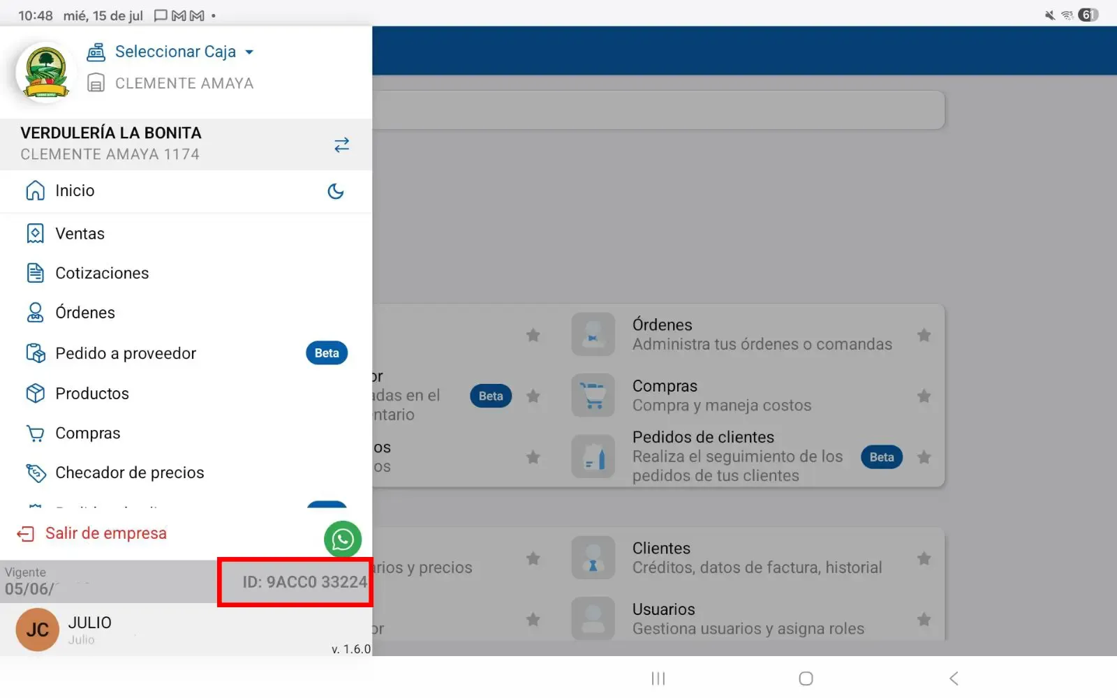 Ubicación del ID en Tablet con SICAR X