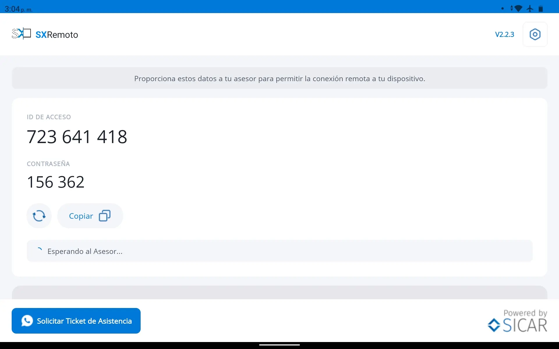 Android 10 y 11 - Abre SICAR X Asistente Remoto