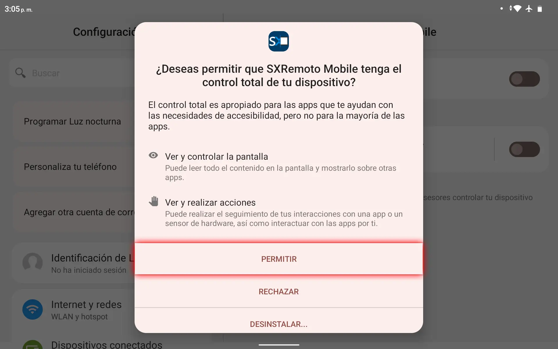 Android 10 y 11 - Permite