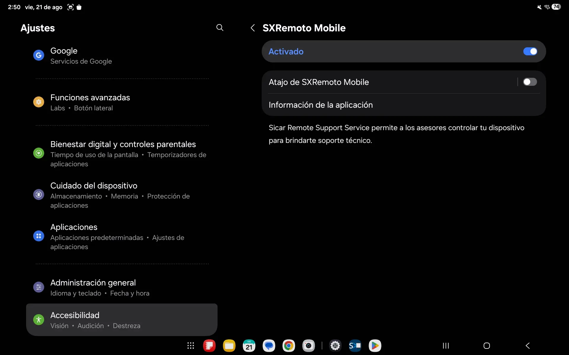 Android 15 y 16 - Servicio activado