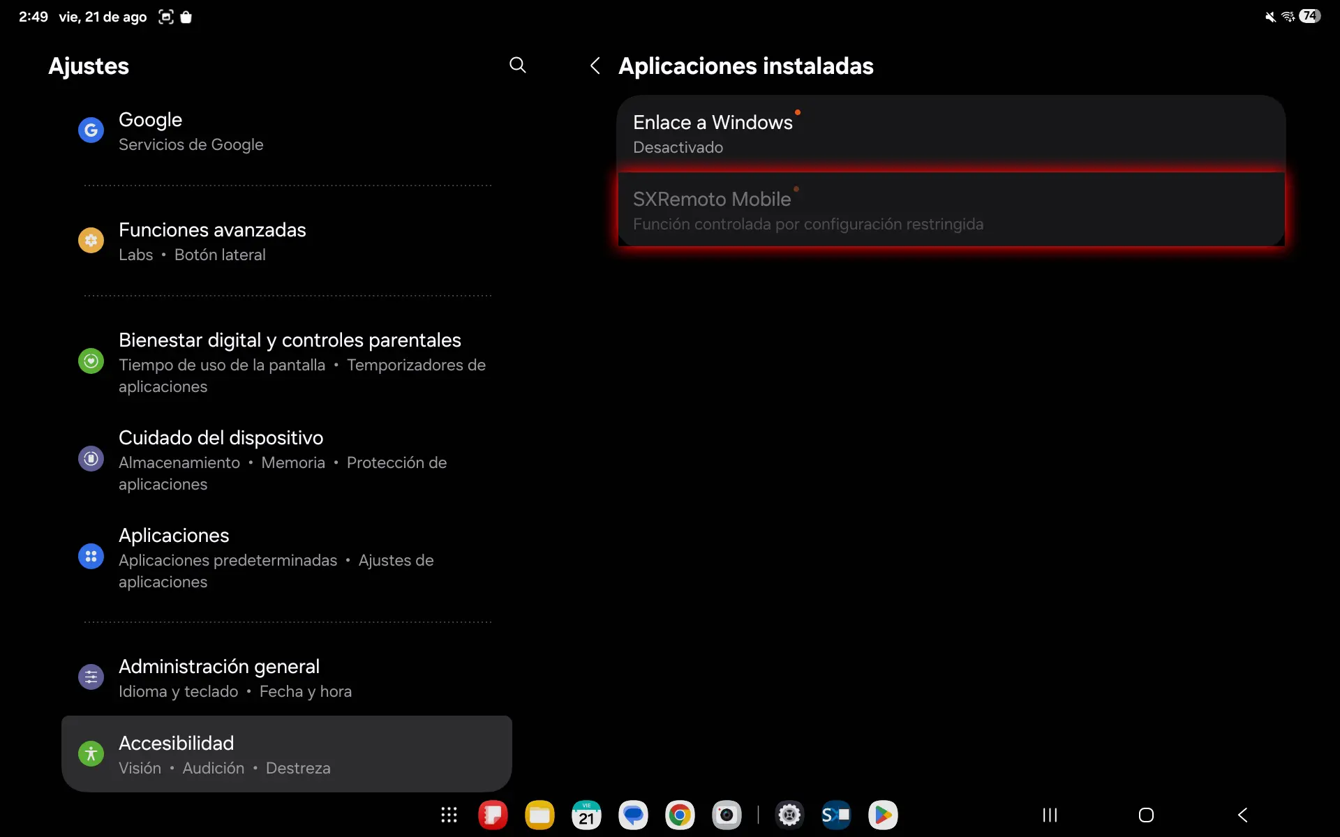 Android 15 y 16 - Permisos inhabilitados