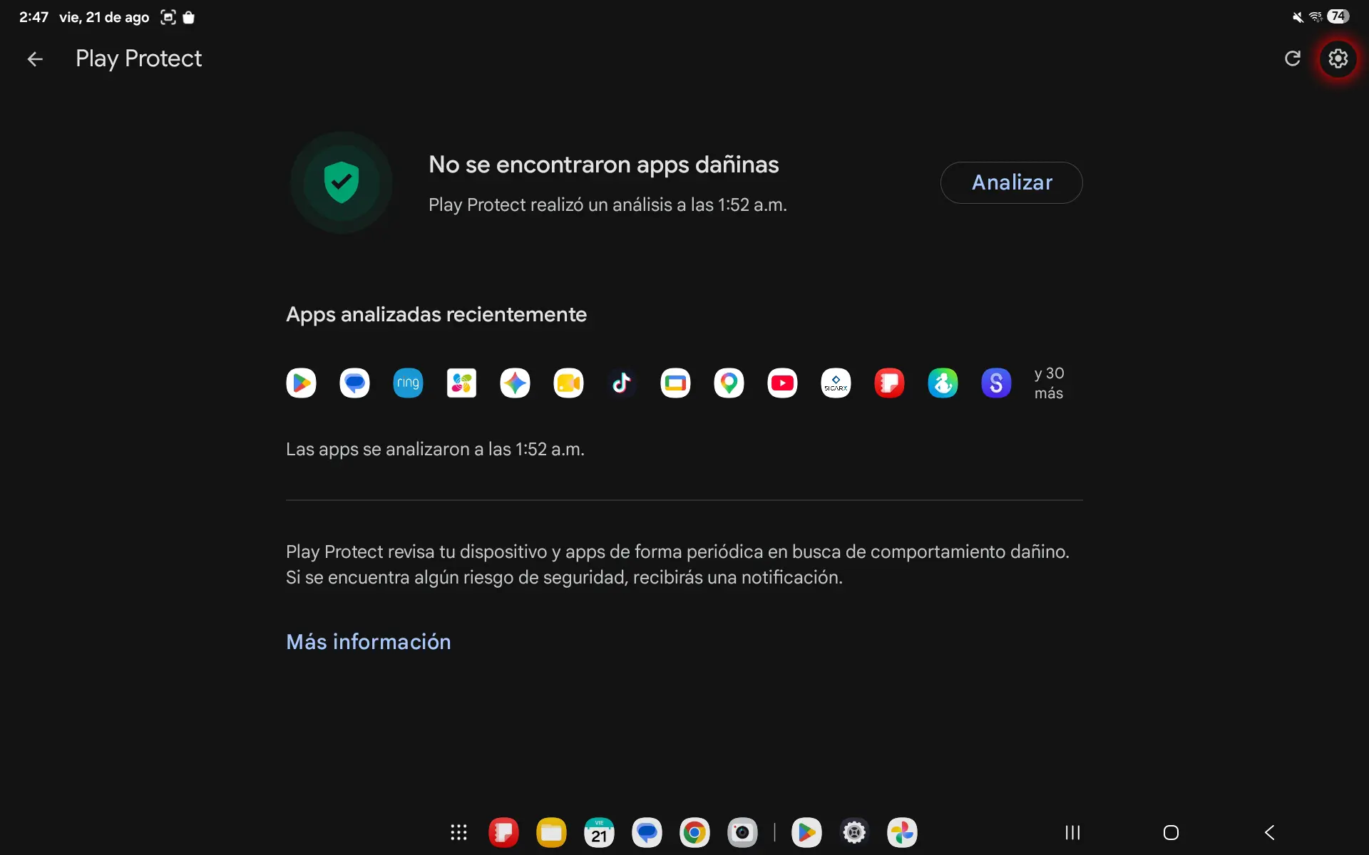 Con cuenta - Configuración de Play Protect