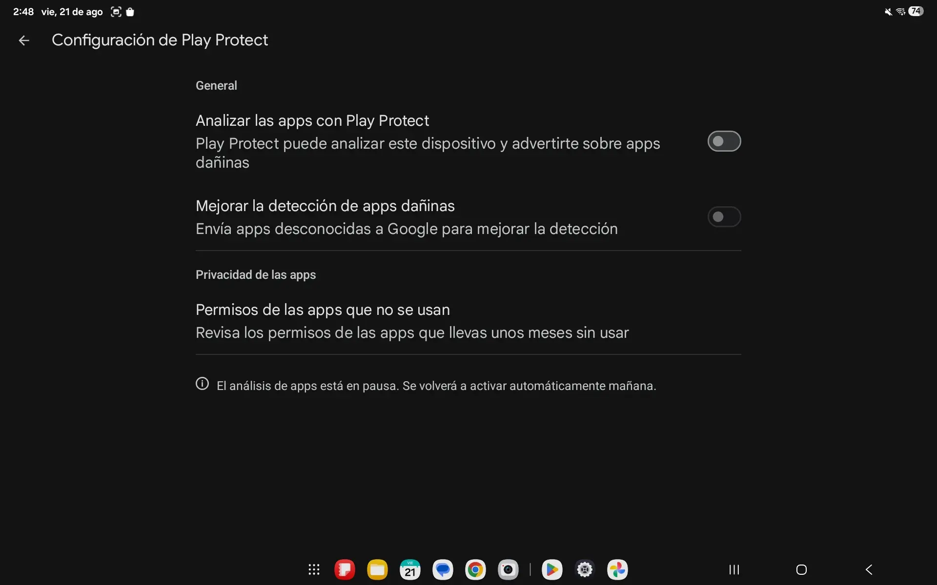 Con cuenta - Play Protect desactivado