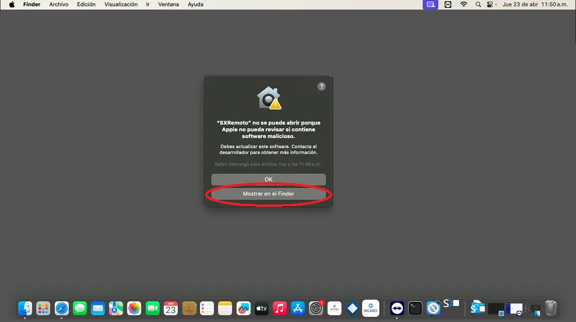 Mac Os - Notificación SXRemoto